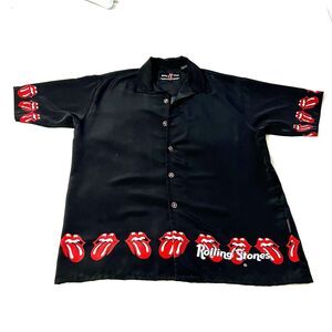 Official Rolling Stones 2002 Band Tour Button Up Shirt Mens L ~Y2K Dragon Fly